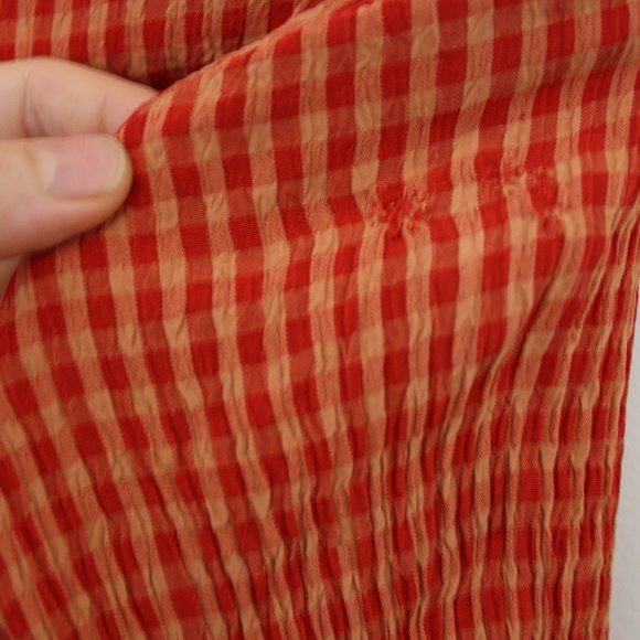 FLAX Red Gingham Checked short dress ButtonTunicS - Picture 7 of 9